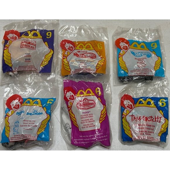 VINTAGE RANDOM LOT of 6 McDonald's Corporation Plastic Toys (NEW IN PACKAGE) - Picture 1 of 12